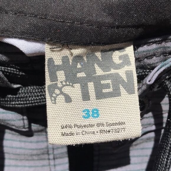 Hang Ten Board Blue Water White Grey Swim Trunks Shorts Size 38 - Picture 2 of 15